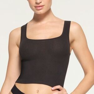 SKIMS Black Ribbed Tank Top